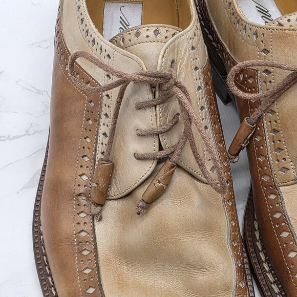 Mezlan Costa Wingtip Oxford Dress Shoes Mens 11.5 Brown Two Tone Leather Brogue main image 9